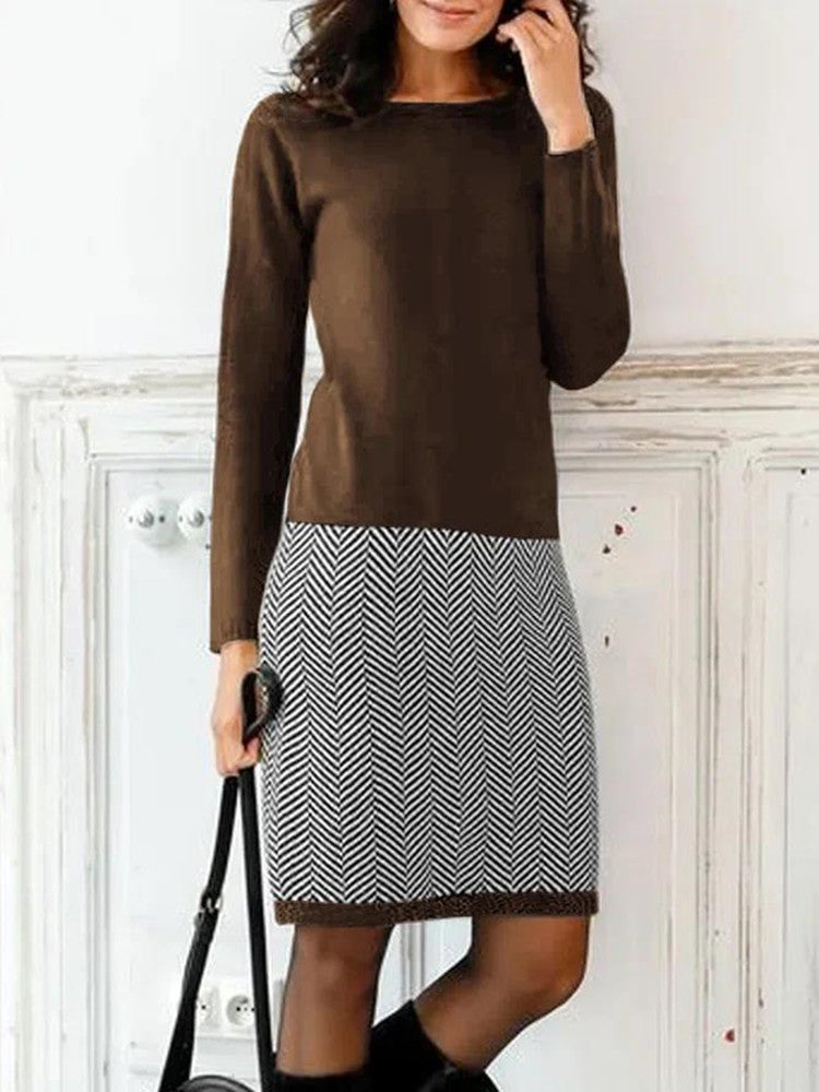 Damen Strickkleid mit elegantem Chevron-Muster Krohn-e