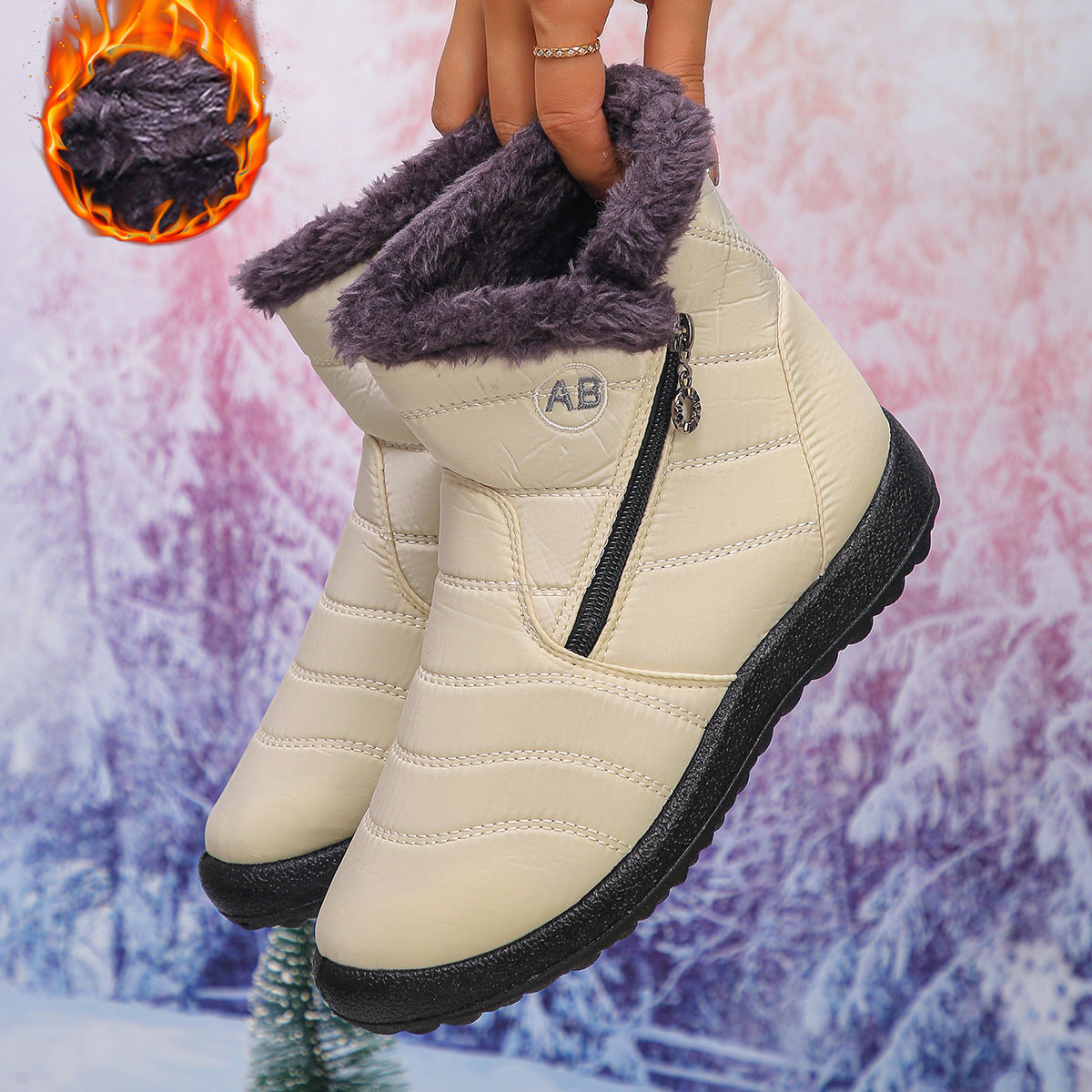 Damen Thermo-Winterstiefel mit kuscheligem Innenfutter und seitlichem Reißverschluss Krohn-e