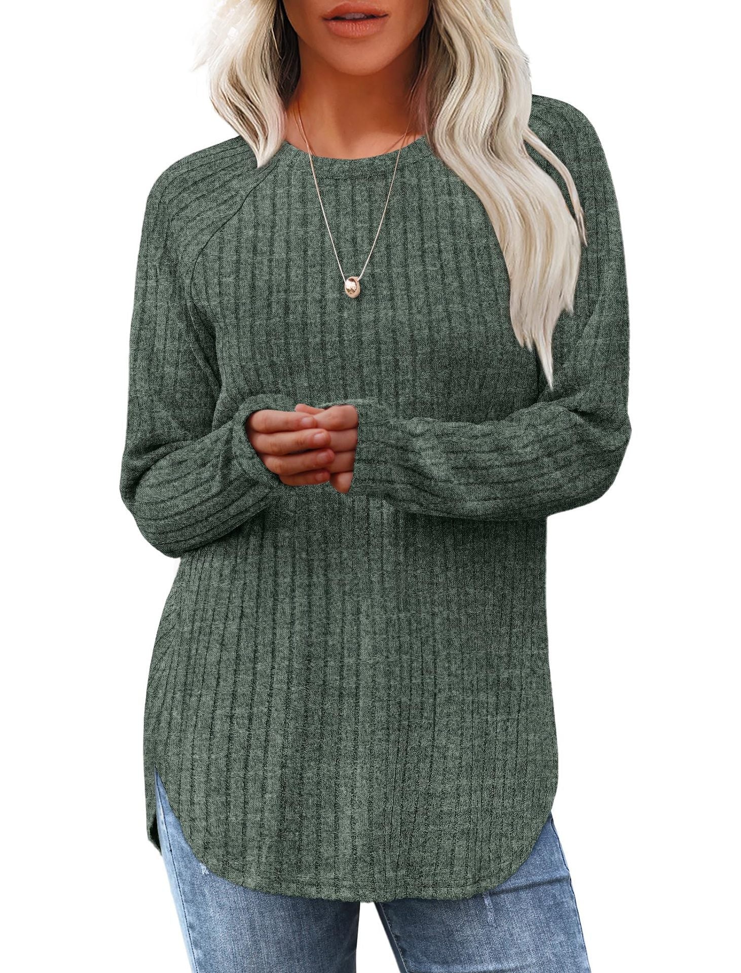 Damen weicher und lässiger Strickpullover mit Rippenmuster Krohn-e