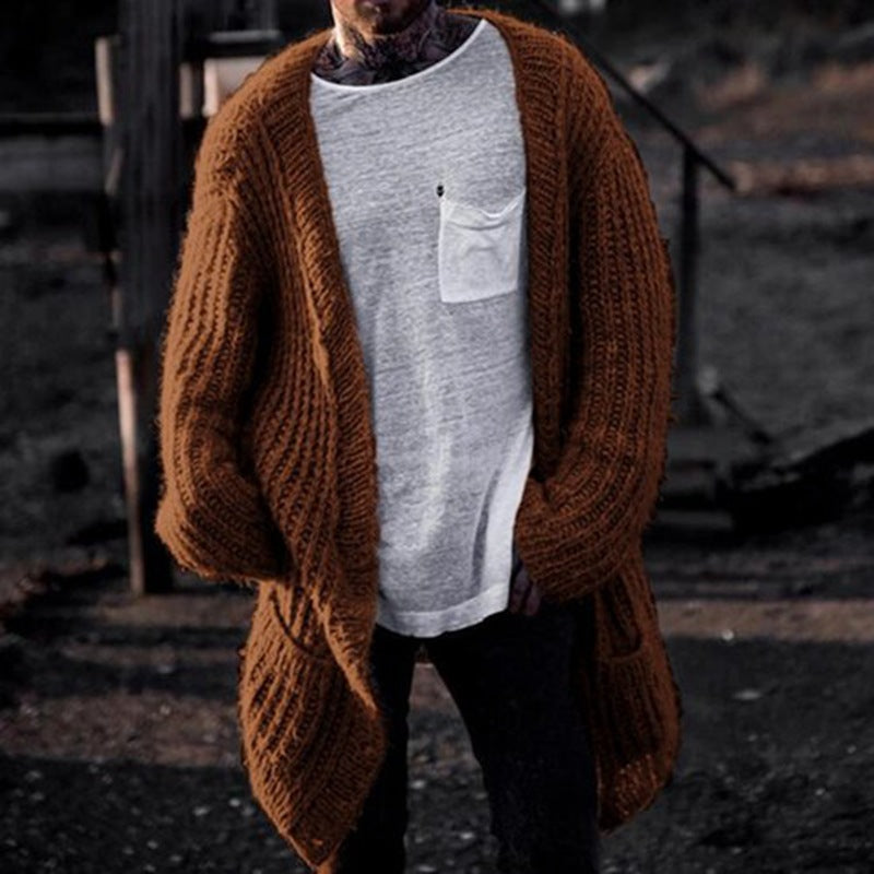 Herren Großer Strickcardigan mit tiefem Schnitt und strukturiertem Design Krohn-e
