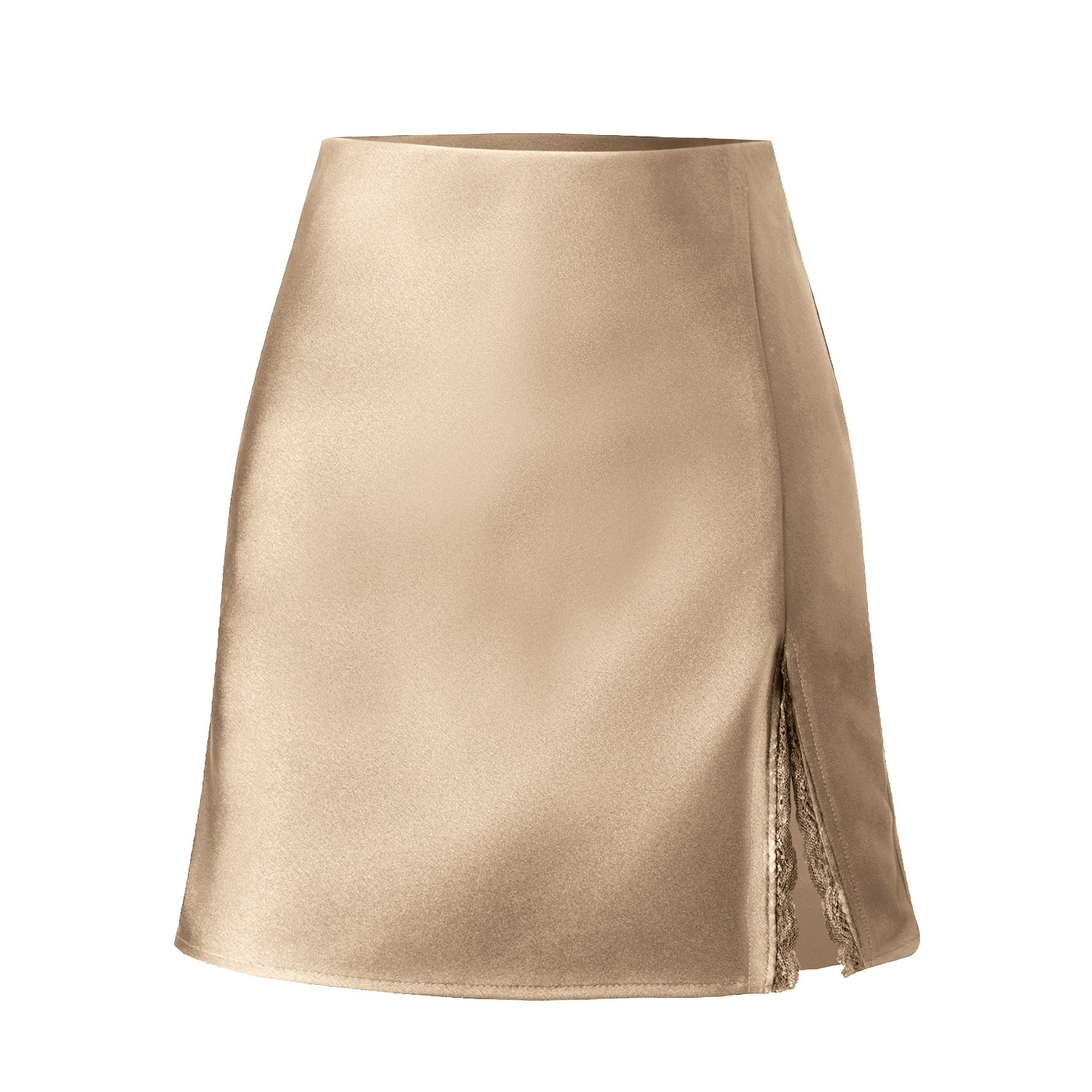 Damen Satin-Rock mit seitlichem Schlitz und Spitzenakzenten Krohn-e