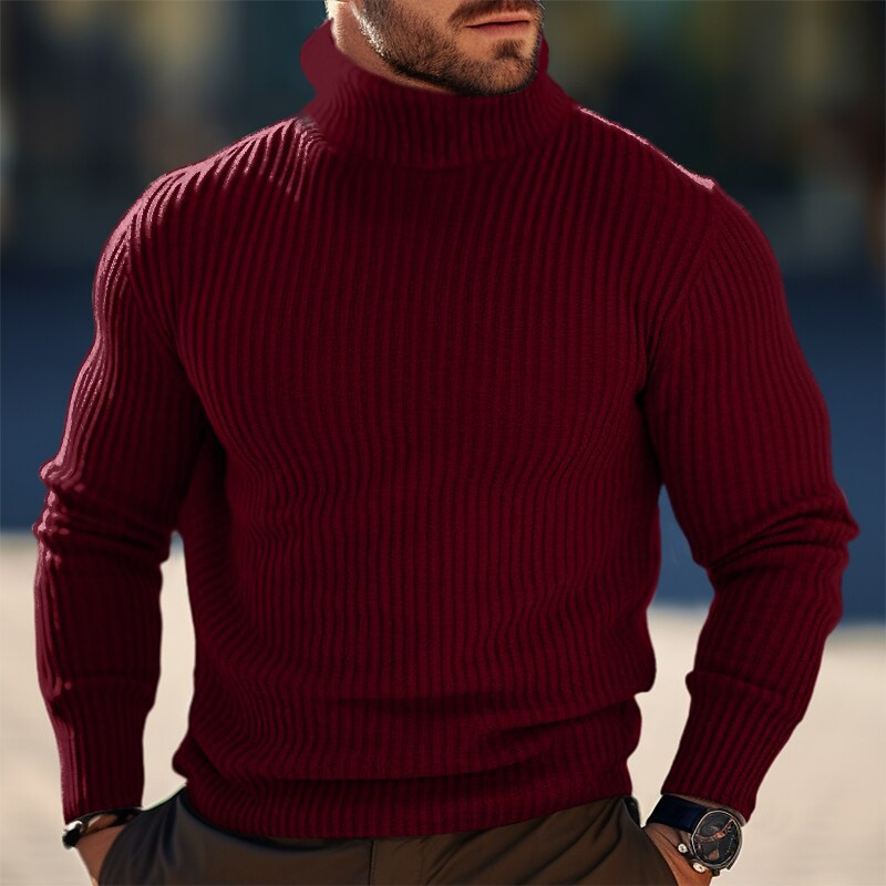 Herren Stehkragen Pullover aus strukturiertem Strick Krohn-e