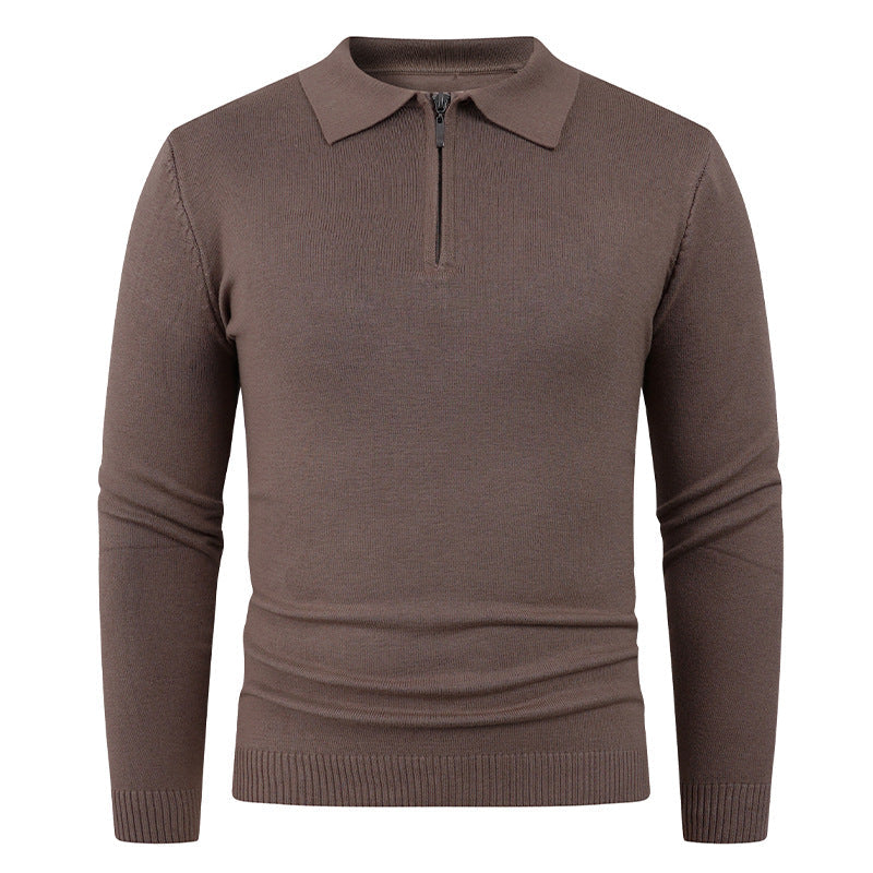 Herren Strickpullover mit halb offenem Kragen und feiner Rippenstruktur Krohn-e