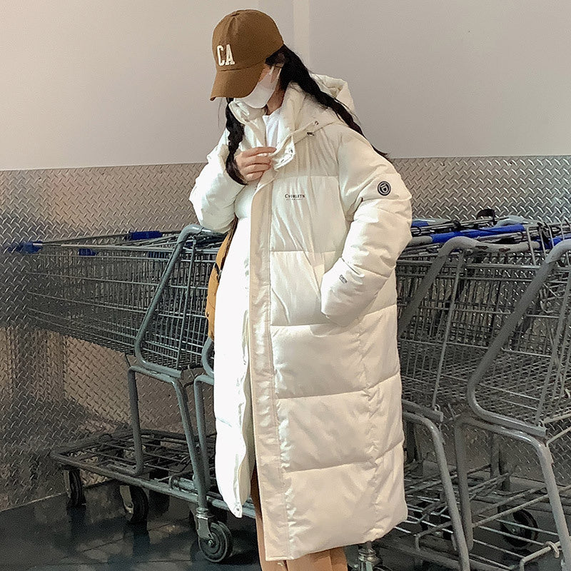 Damen Lange Steppjacke mit Kapuze und hohen Kragen Krohn-e