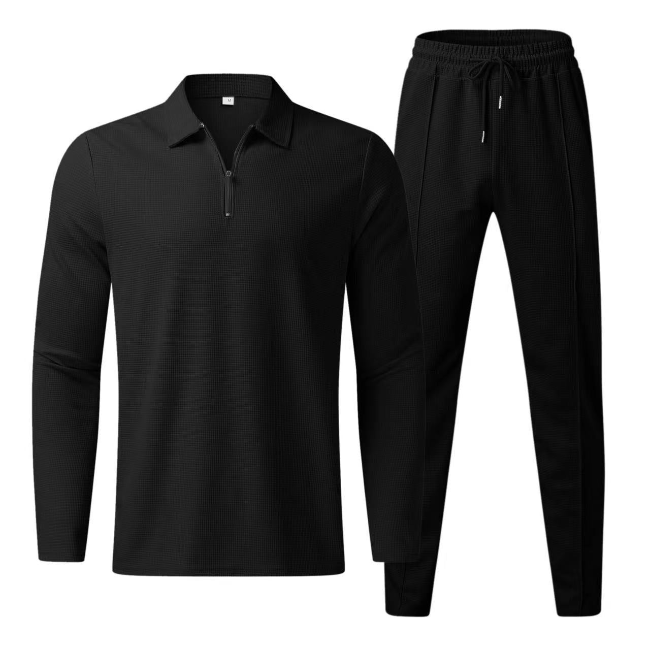 Herren Sportliches Freizeitset mit Polokragen und Reißverschluss Krohn-e