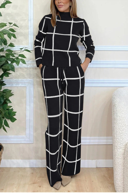Damen Elegantes Strick-Loungewear-Set mit grafischem Muster Krohn-e