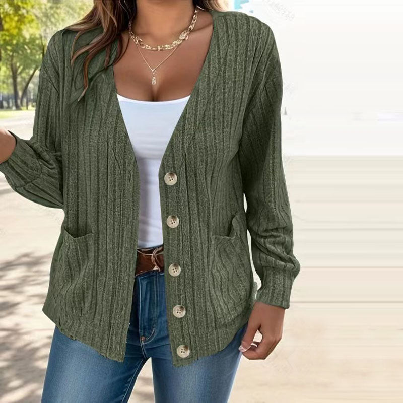 Krohn-e | Strickjacke Polyester Komfortabel, Leicht, Taschen
