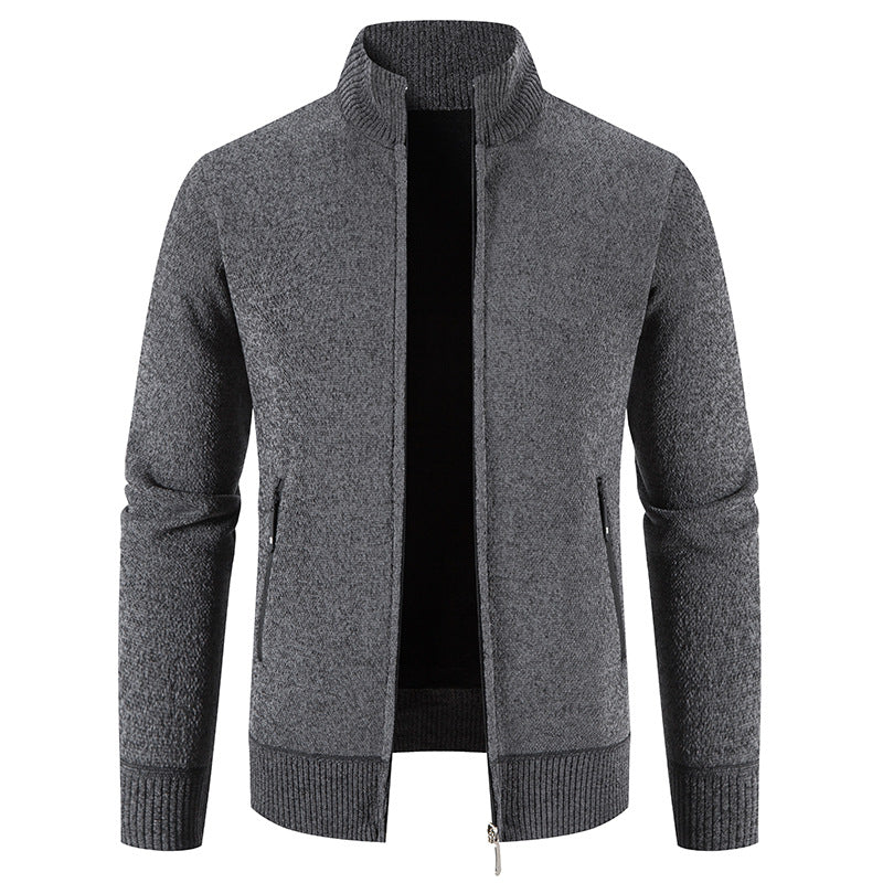 Herren elegante Strickjacke mit hohem Kragen und praktischen Reißverschlusstaschen Krohn-e