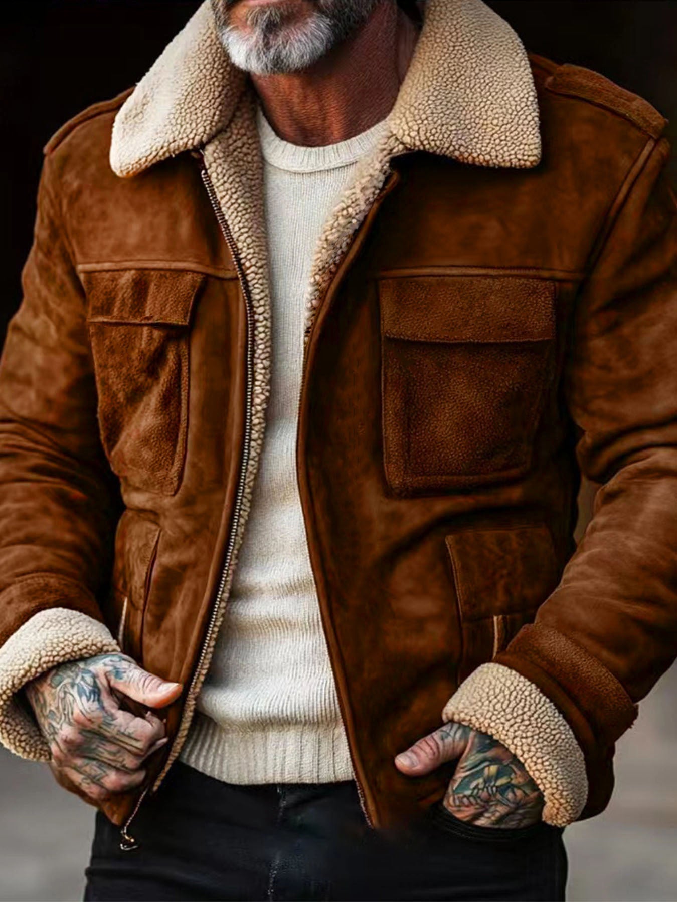 Herren stylischer jacke mit warmem Futter Krohn-e