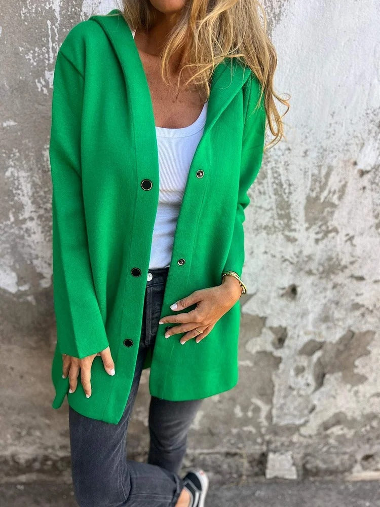 Krohn-e | Einfarbige Mid Length Strickjacke