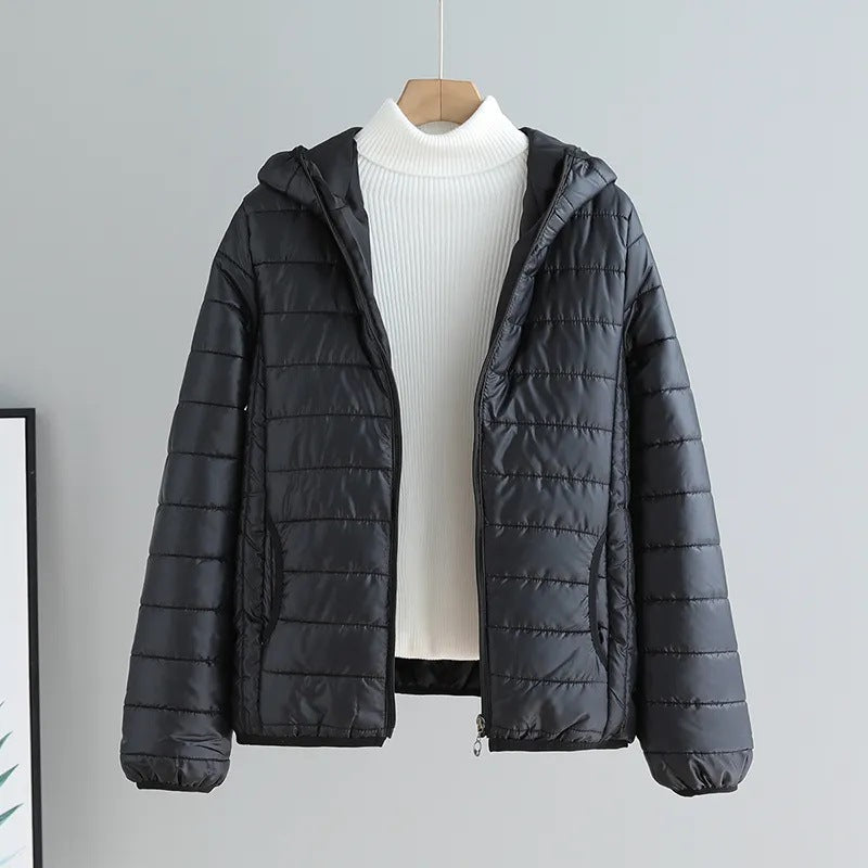Damen gesteppte Übergangsjacke mit praktischen Taschen und Kapuze Krohn-e