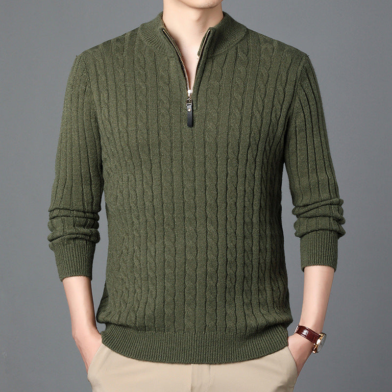 Herren Hochwertiger Strickpullover mit modernem Zipper und Detailstruktur Krohn-e