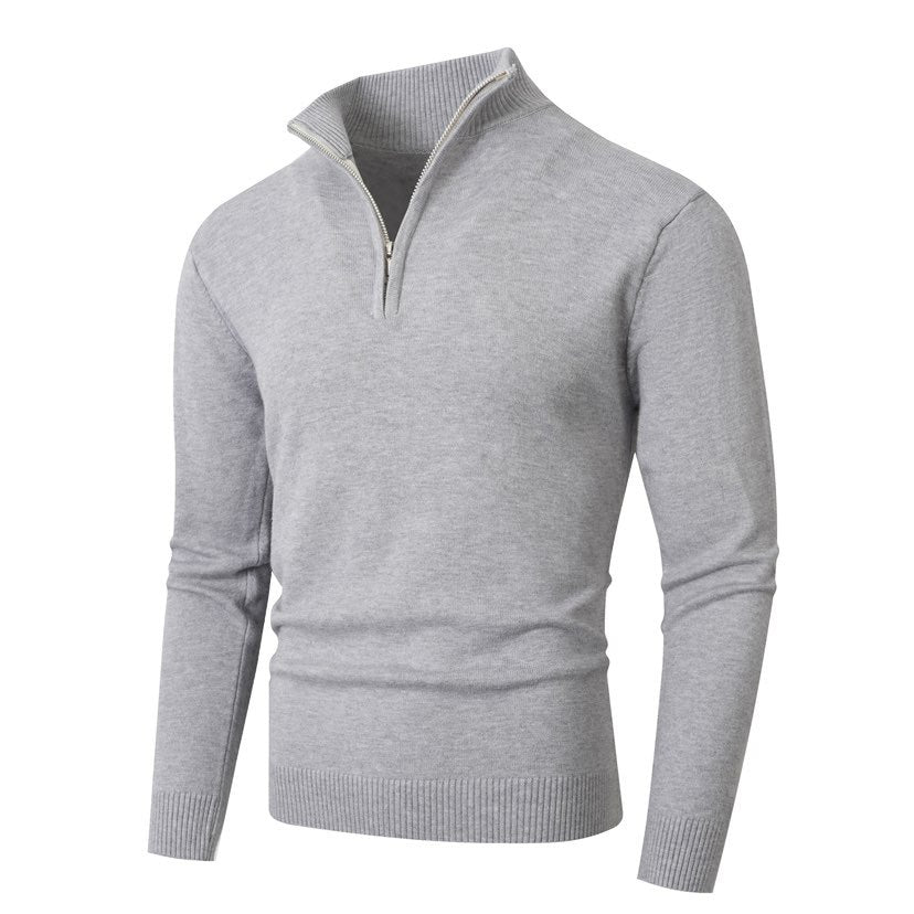 Herren Strickpullover mit modernem Stehkragen und hochwertigem Reißverschluss Krohn-e