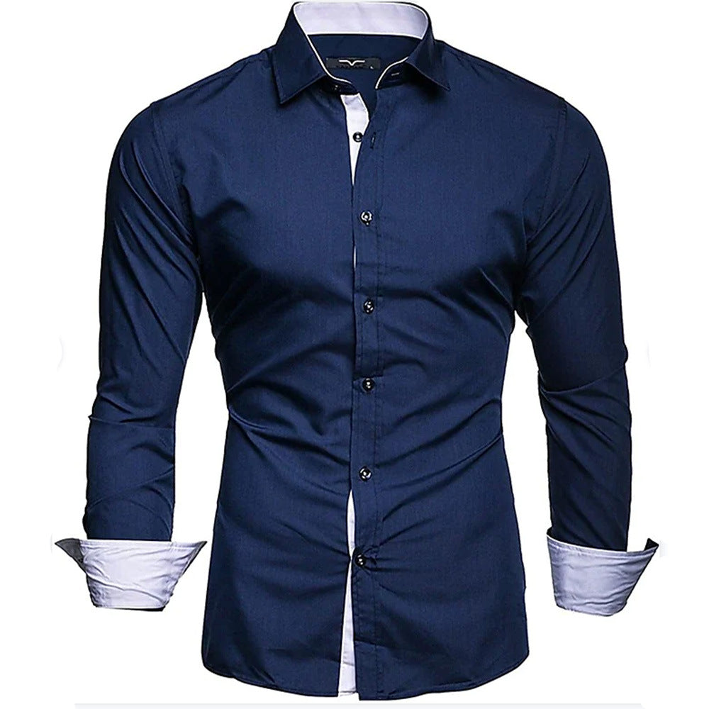 Herren elegantes Langarmhemd mit kontrastierenden Manschetten Krohn-e