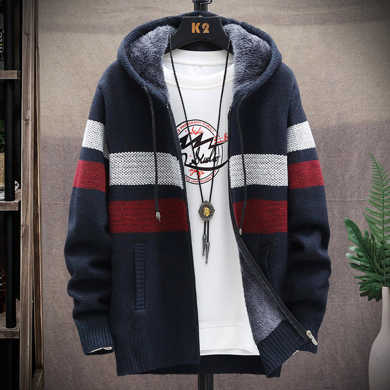 Herren Fleece-Hoodie mit hohem Kragen und Struktur Krohn-e