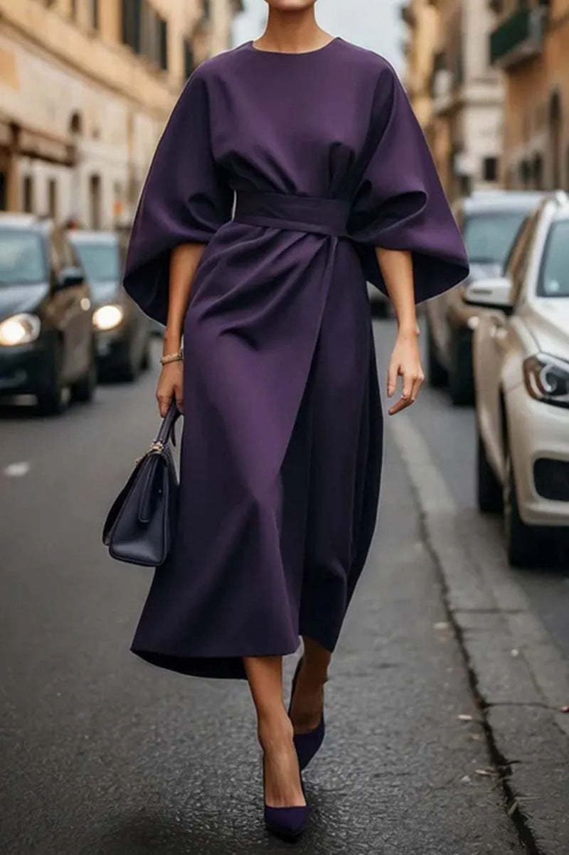 Damen elegantes Maxikleid mit Ballonärmel und tailliertem Schnitt Krohn-e