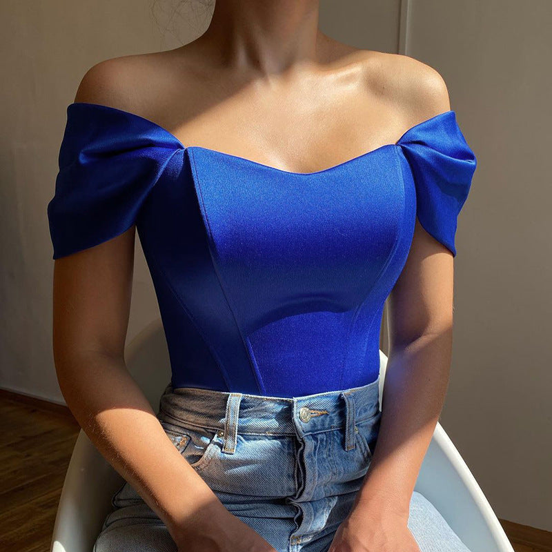 Damen Elegantes Off-Shoulder Oberteil mit Puffärmeln Krohn-e