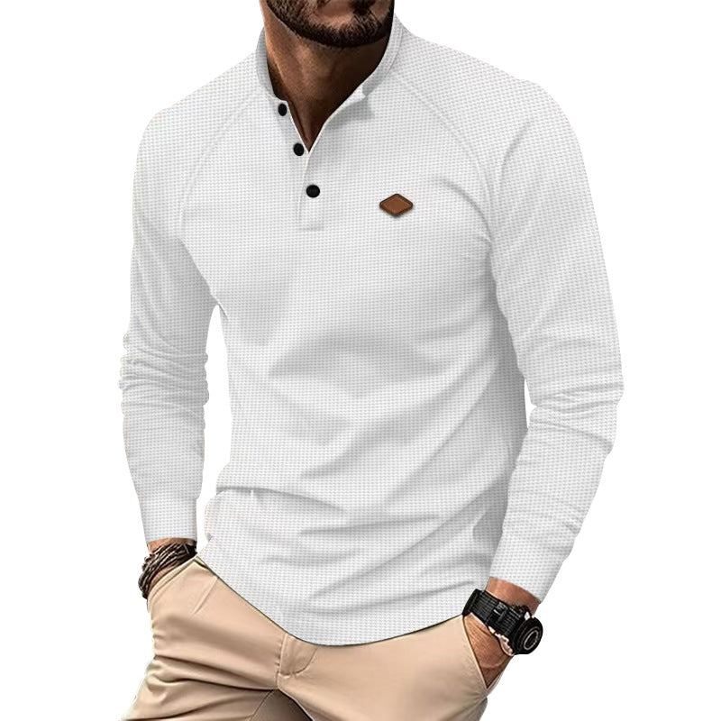 Herren Langarm-Henley-Shirt mit strukturierter Oberfläche und modischen Knopfdetails Krohn-e