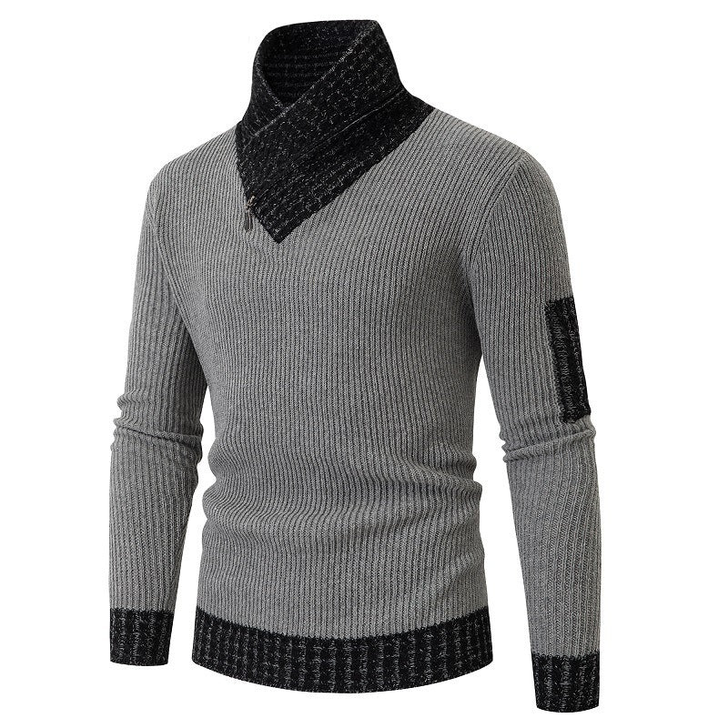 Herren Pullover mit modernem asymmetrischem Kragen und strukturiertem Design Krohn-e