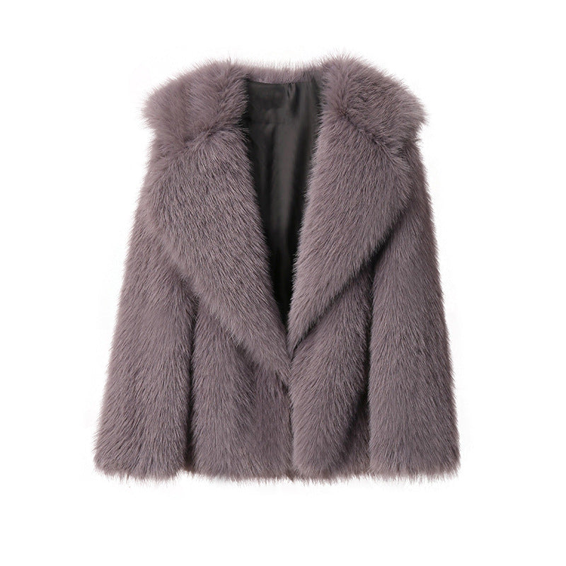 Damen Modische und kuschelige Kunstpelzjacke mit schickem Revers Krohn-e