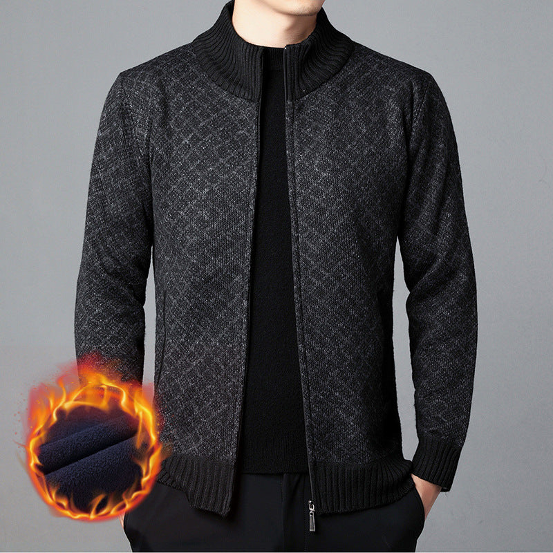 Herren Strickjacke mit hohem Kragen und innovativem Muster Krohn-e