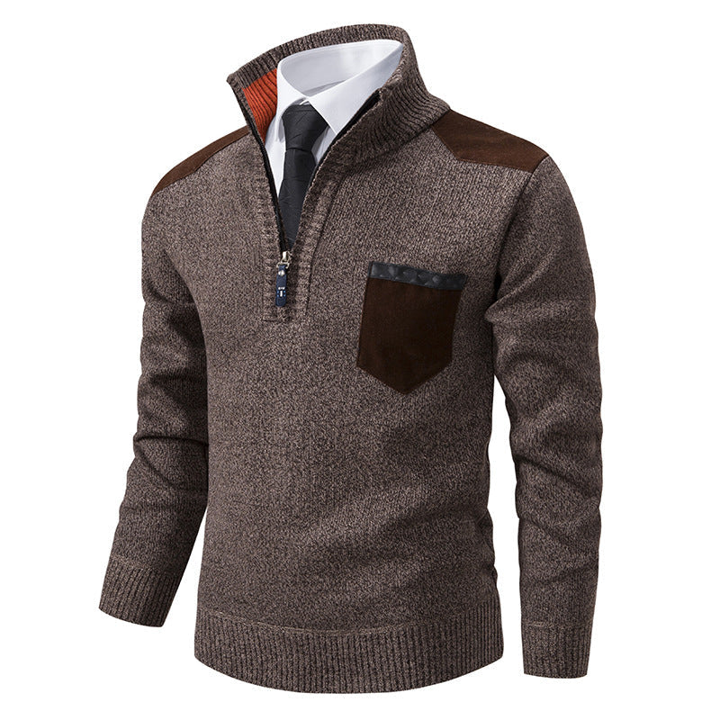Herren eleganter Strickpullover mit Kragen und Taschen Krohn-e