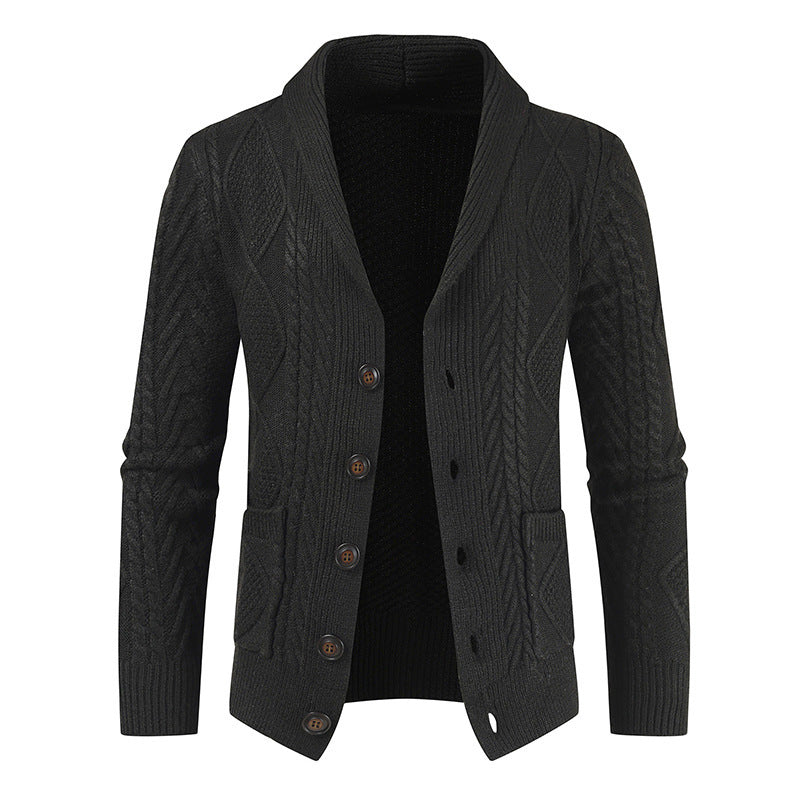 Herren Strickjacke mit modernem Zopfmuster und schickem Schalkragen Krohn-e