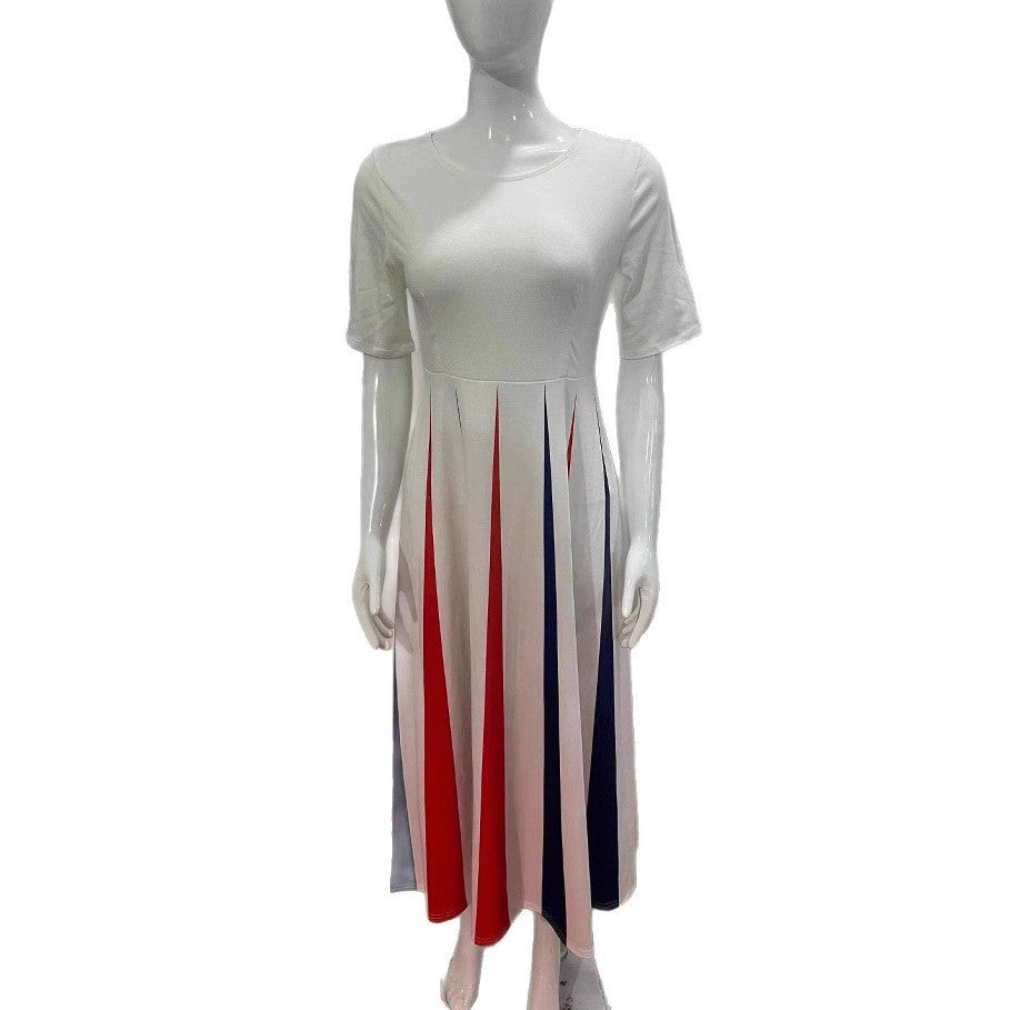 Fudus Damenkleid: Modisches Rundhals-Maxikleid mit weitem Rock