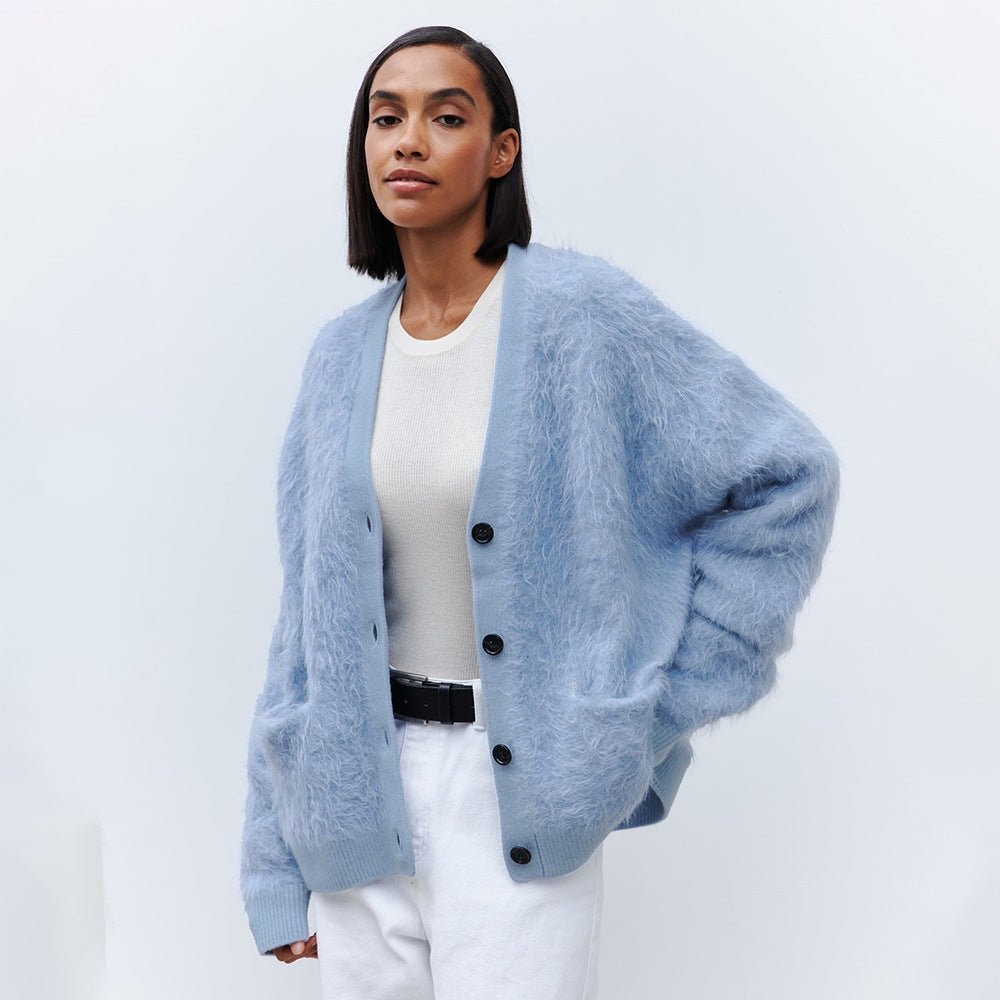 Damen Weicher Cardigan aus Mohair mit Knöpfen Krohn-e