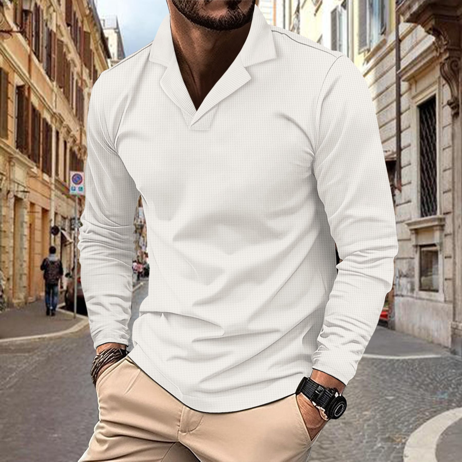 Herren modisches Langarmshirt mit strukturiertem Design Krohn-e