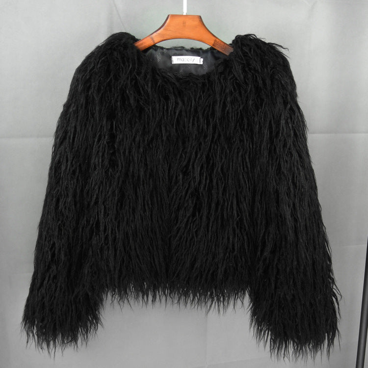 Damen Flauschige Kunstfelljacke mit lockerer Passform und voluminösem Design Krohn-e