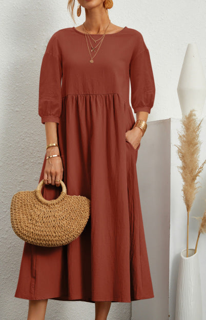 Damen Freizeitmaxikleid mit luftigen Ärmeln und seitlichen Taschen Krohn-e