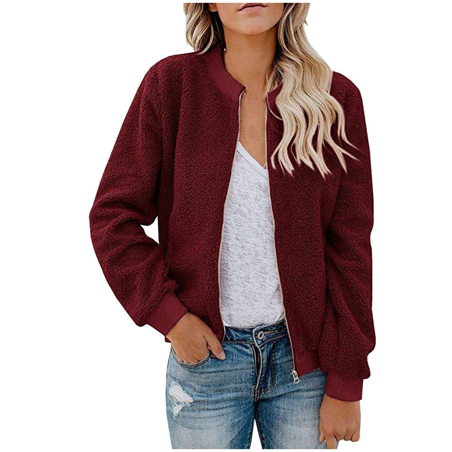 Damen Fleece Bomberjacke mit Stehkragen Krohn-e