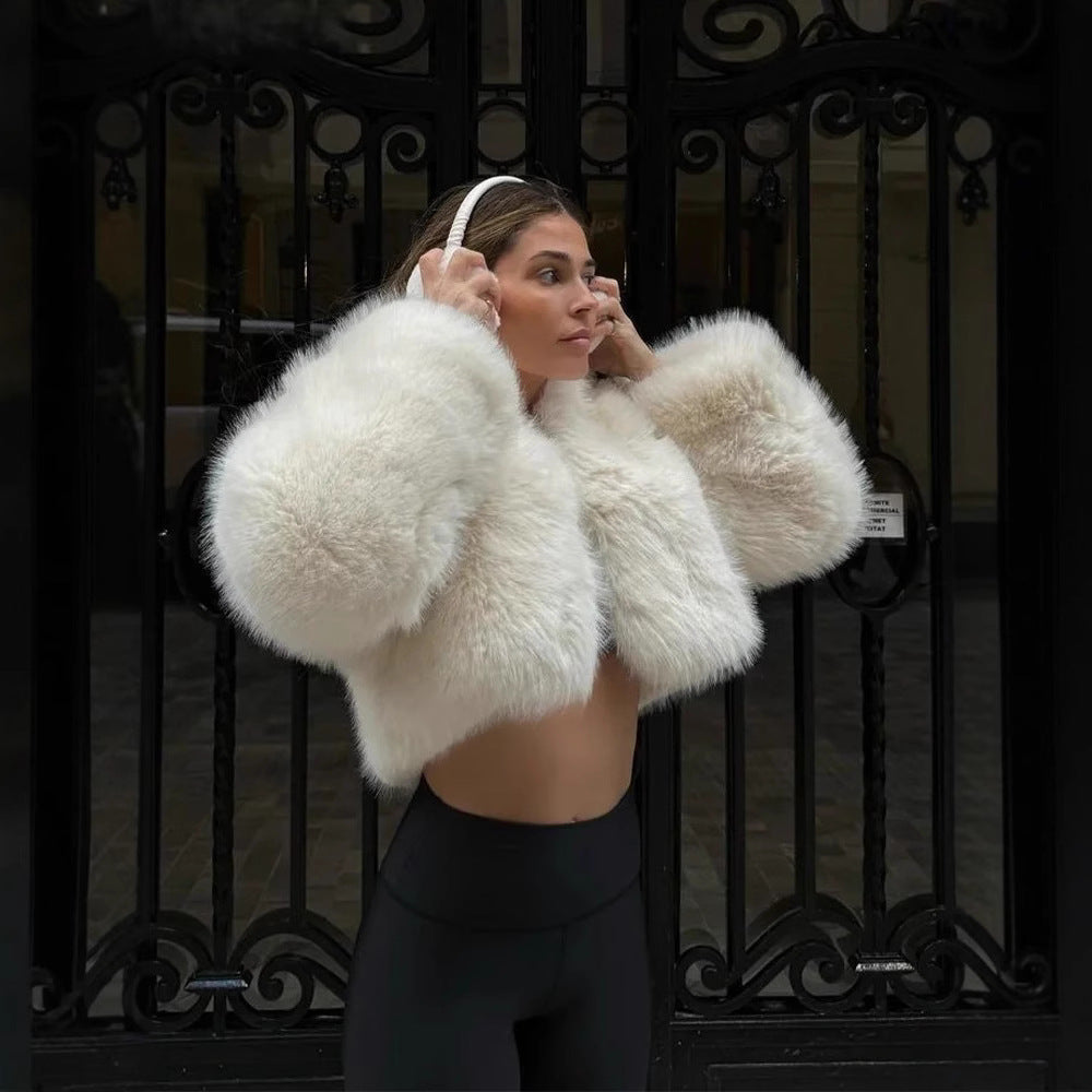Damen Flauschige Kurzjacke mit voluminösen Ärmeln Krohn-e
