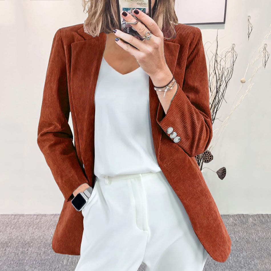 Damen Eleganter Blazer mit vertikalem Streifenmuster und schmaler Silhouette Krohn-e