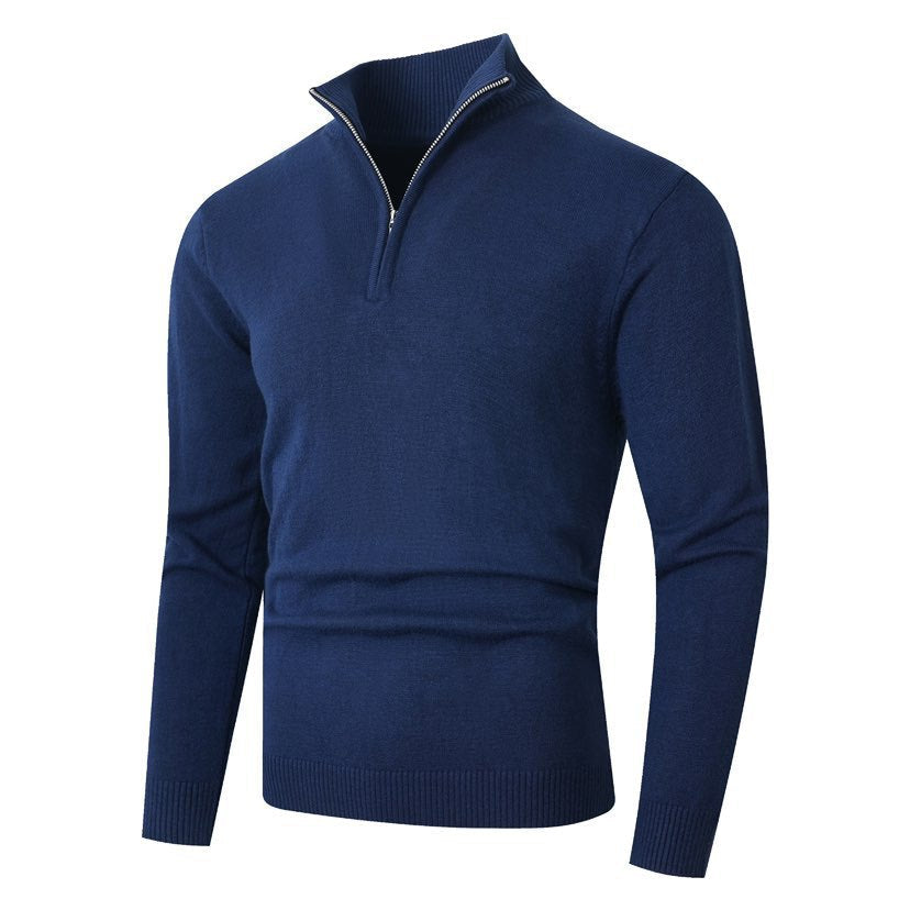 Herren Strickpullover mit modernem Stehkragen und hochwertigem Reißverschluss Krohn-e