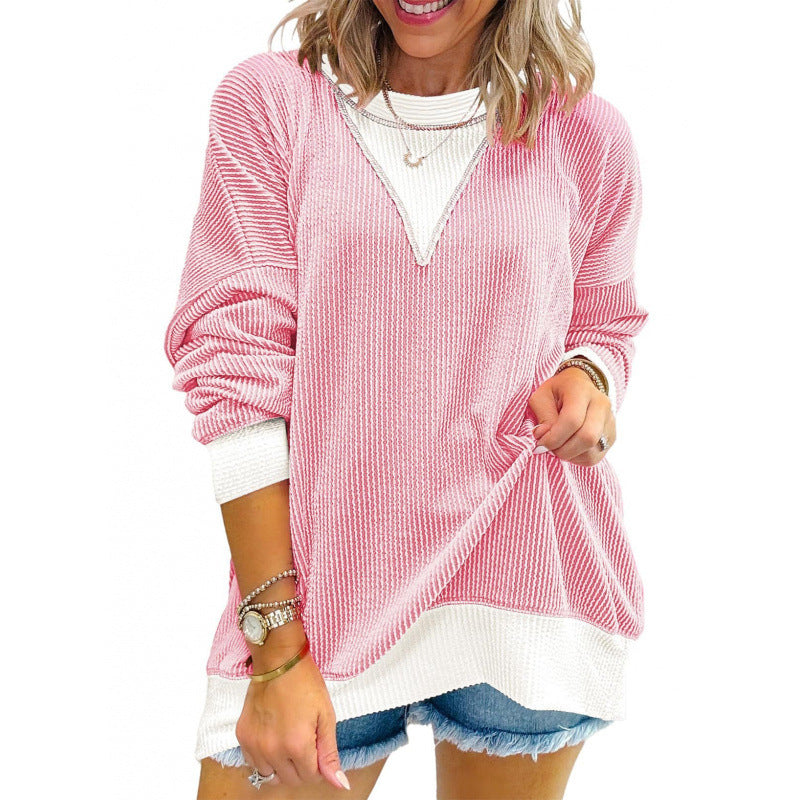 Damen lässiger Pullover aus strukturiertem Material mit V-Ausschnitt Krohn-e
