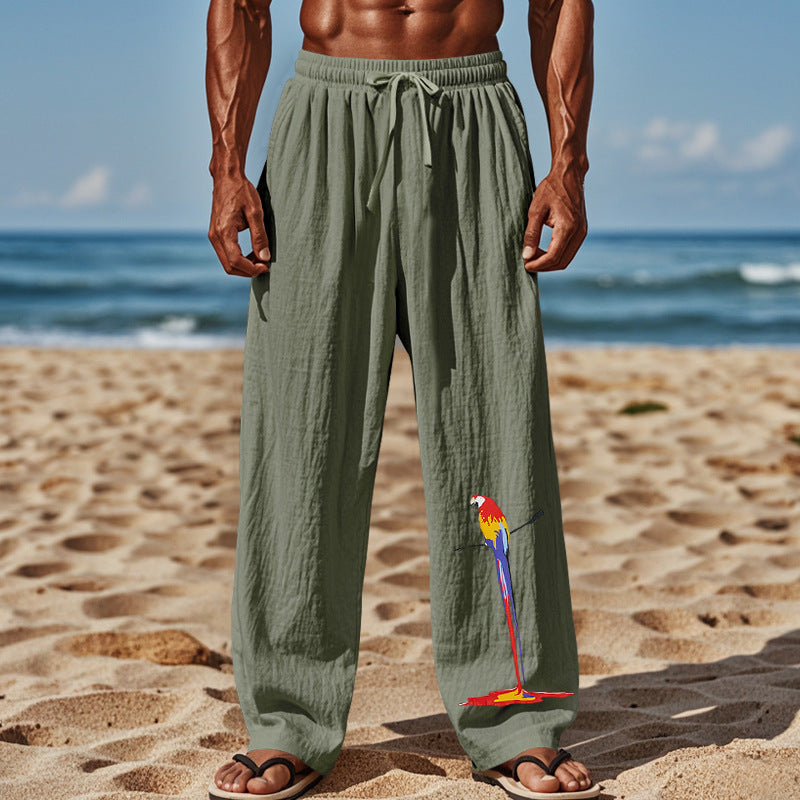 Herren Strandhose aus leichtem, atmungsaktivem Gewebe mit buntem Print Krohn-e