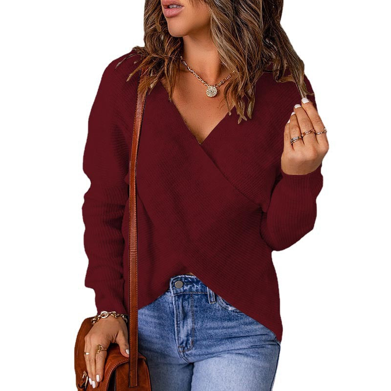 Damen Wickelpullover im modernen Rippstrickdesign Krohn-e