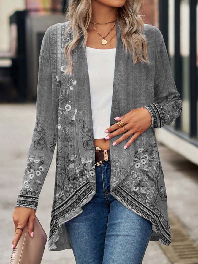 Damen Offene Longjacke mit floralem Design Krohn-e