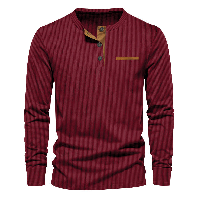 Herren Langarmshirt mit strukturiertem Design und praktischen Knopfdetails Krohn-e