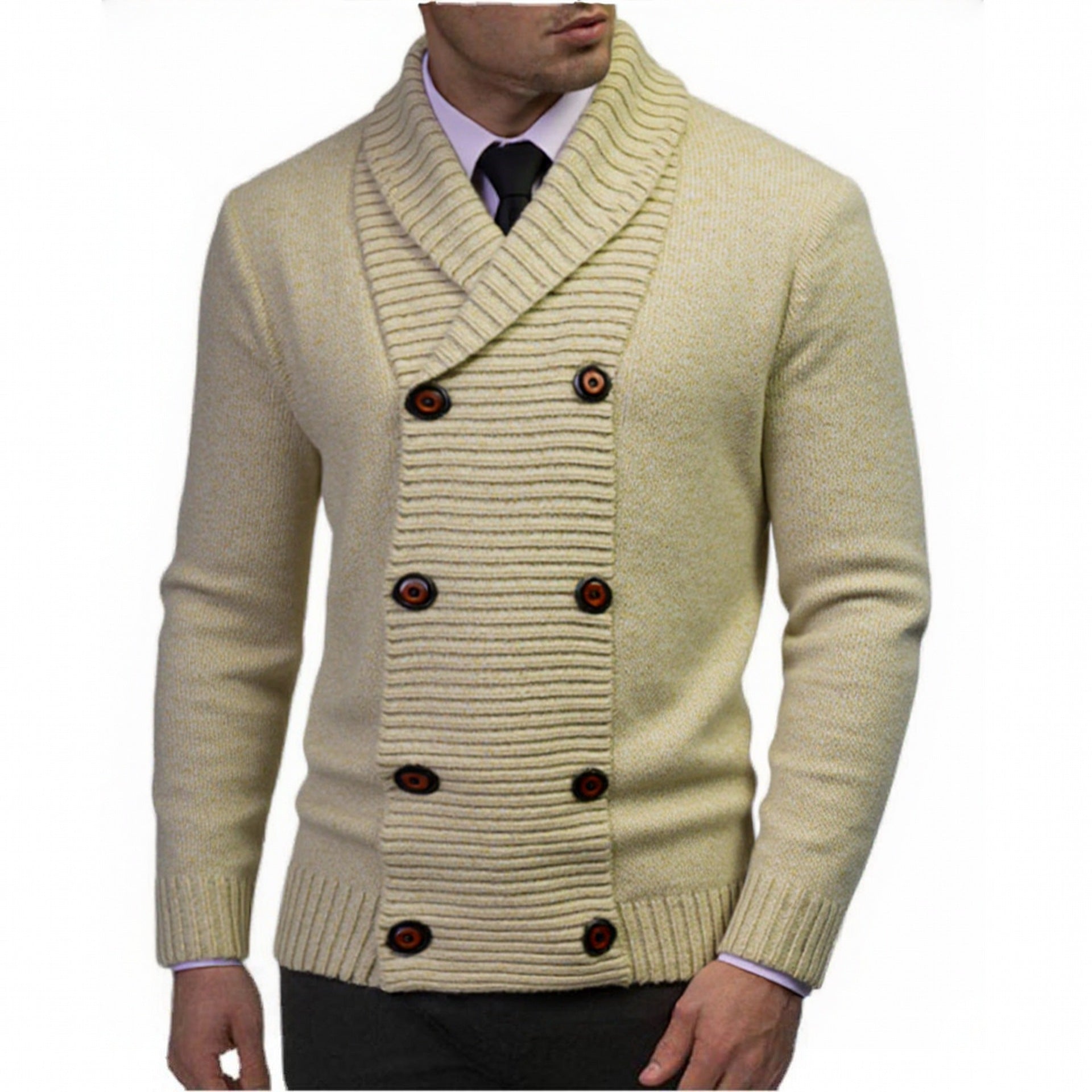 Herren modischer Strickpullover mit doppeltem Knopfverschluss und strukturiertem Design Krohn-e