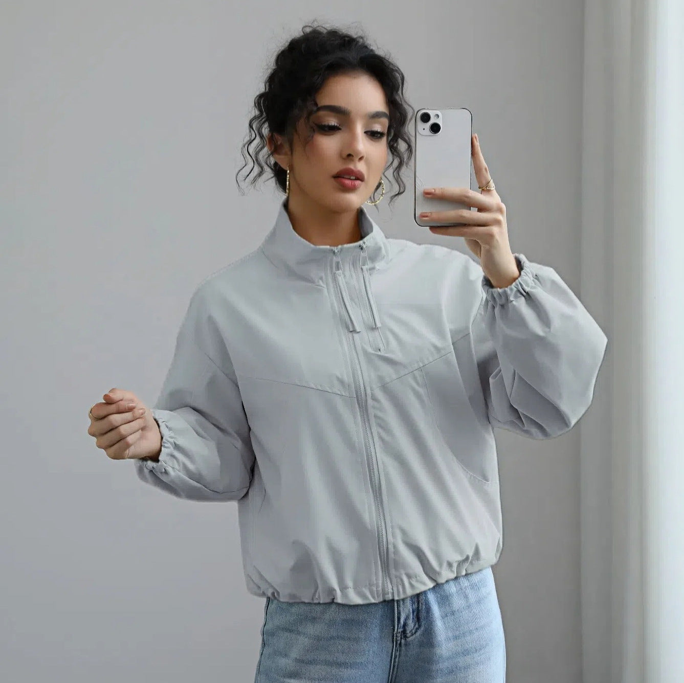 Damen modische Übergangsjacke mit hohem Kragen und elastischem Bund Krohn-e