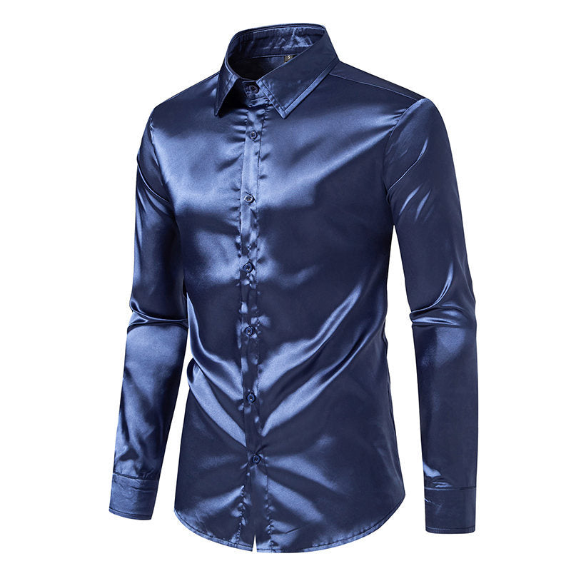 Herren Elegantes Satinhemd mit schimmerndem Finish und klassischem Kragen Krohn-e