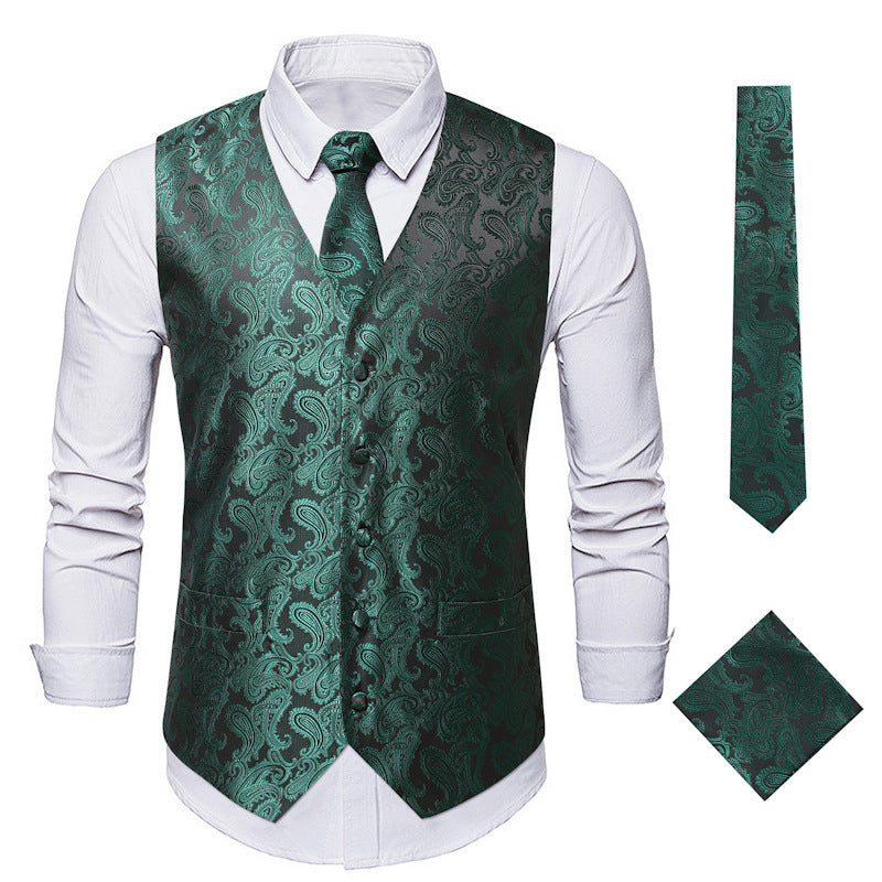 Herren elegante Anzugweste mit eleganten Paisley-Muster und passendem Zubehör Krohn-e