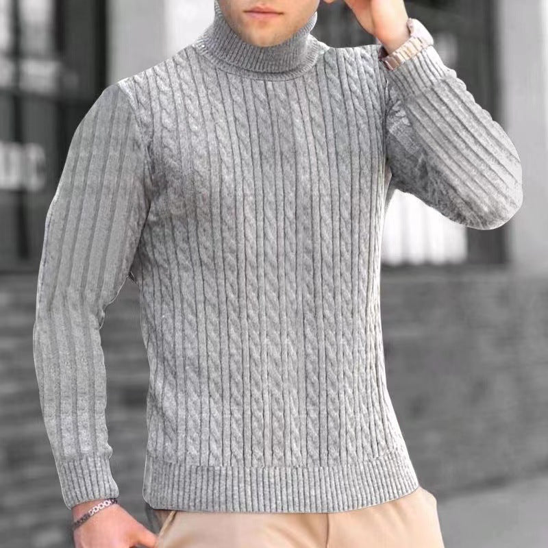 Herren Strickpullover mit modernem Rippmuster und hohem Kragen Krohn-e