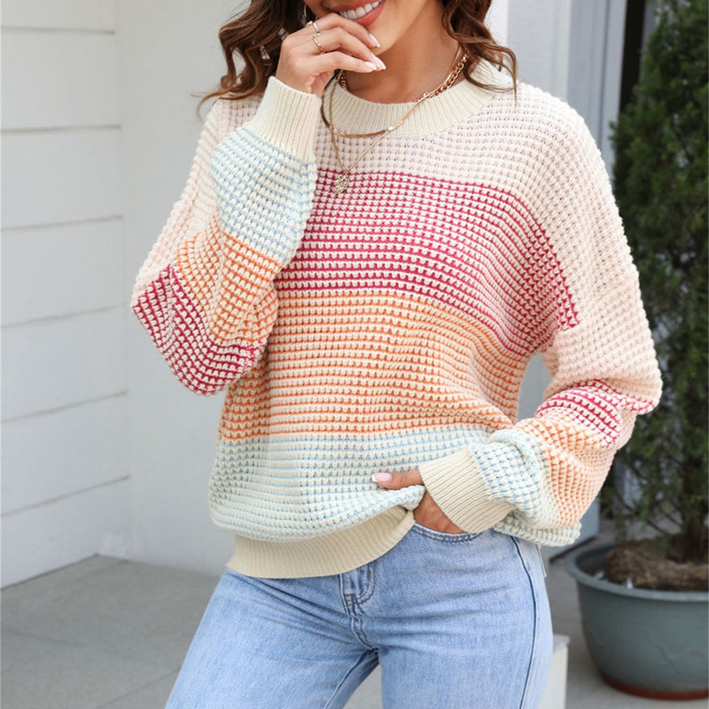 Krohn-e | Modischer Strickpullover Im Farbblockdesign