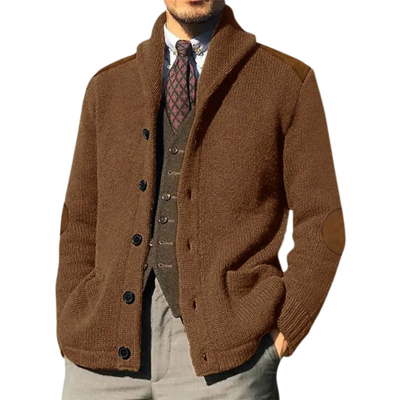 Herren Strickjacke mit klassischem Schalkragen und eleganten details Krohn-e