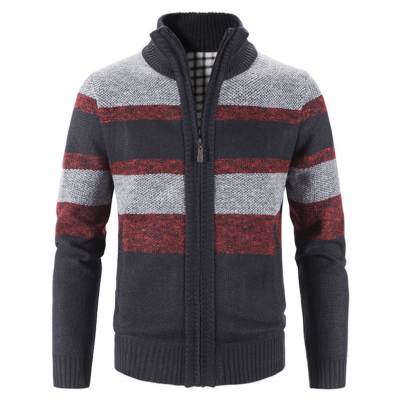Herren modische Strickjacke mit Stehkragen und Reißverschluss Krohn-e