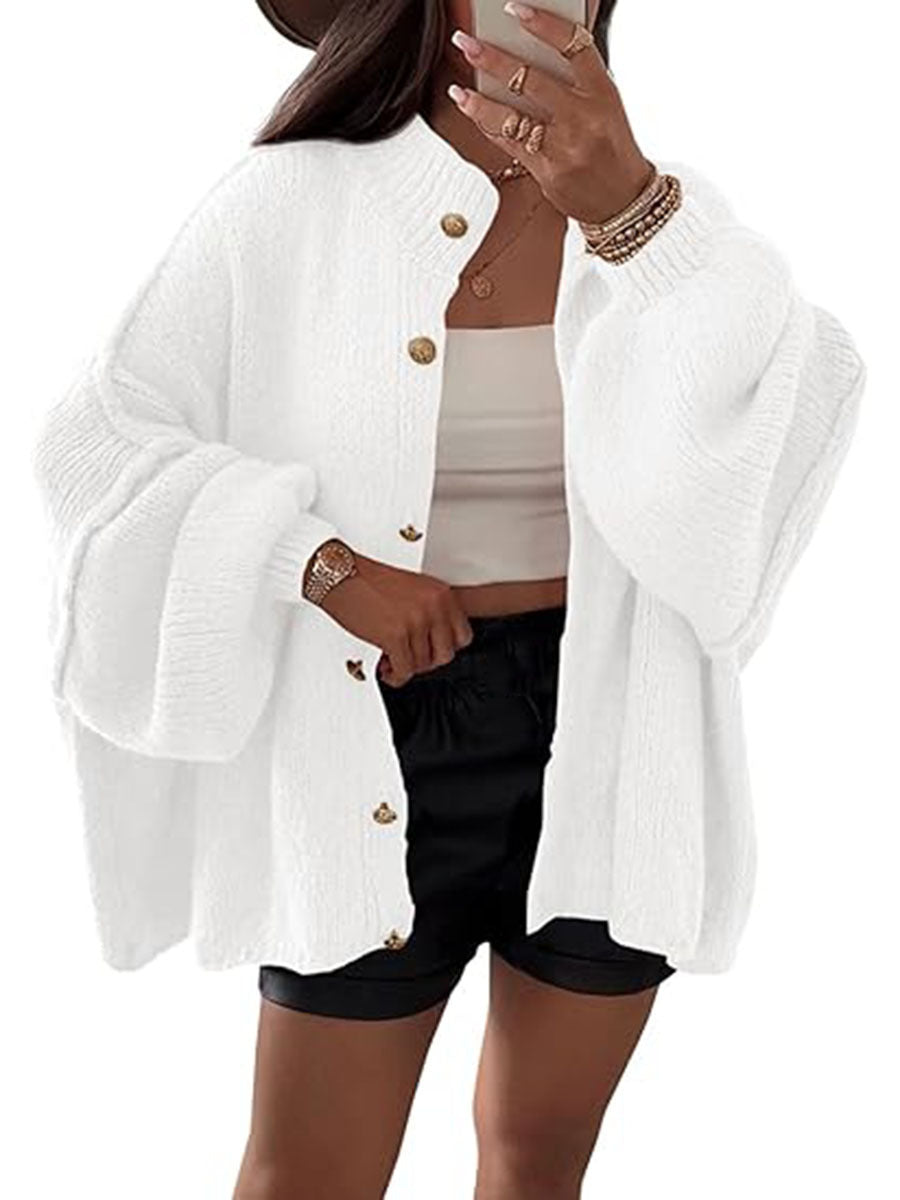 Damen Flauschige Strickjacke mit überschnittenen Schultern Krohn-e